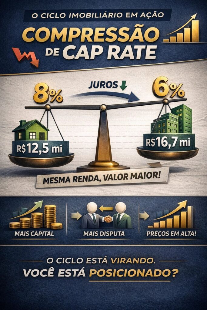 Compressão de cap rate no ciclo imobiliário